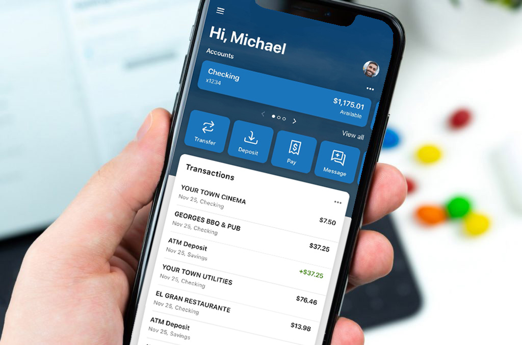 Local Bank mobile banking app displayed on a smartphone